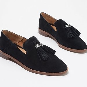 Franco Sarto Loafer Black Sued $30 Sz 7 Excellent Condition